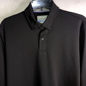 Twillory Shirt Mens Med Black Performance Polo Polyester Athleisure Long Sleeve